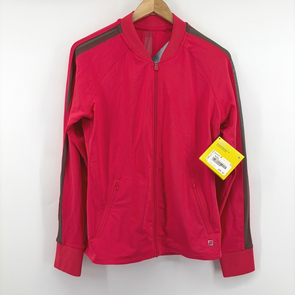 Fila NWT Performa‎ Energy Illusion Track Jacket Womens Medium Red Mesh Zip